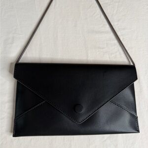 ANTONIO MELANI Black Leather Envelope Clutch